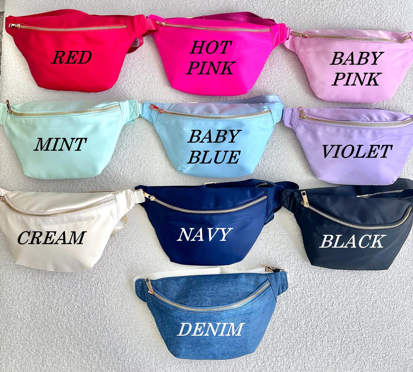 Personalized Nylon Fanny Pack, Custom Large Crossbody Belt Bag with Patches, Bridesmaid and Travel Gift for Her