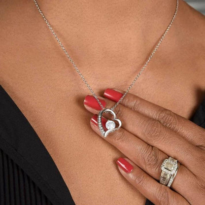 To My Wife Heart Necklace, Romantic Love Jewelry Gift with Message Card