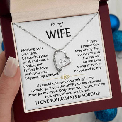 To My Wife Heart Necklace, Romantic Love Jewelry Gift with Message Card