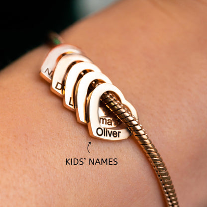 Personalized Grandma Family Name Bracelet, Grandchildren Names Bangle Gift