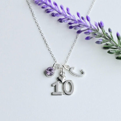 Birthday Gift for Girls, Personalized Initial & Birthstone Necklace