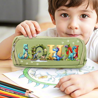 Personalized Pencil Case, Back to School Gift for Kids, Custom Name Three-Compartment School Supplies Pouch