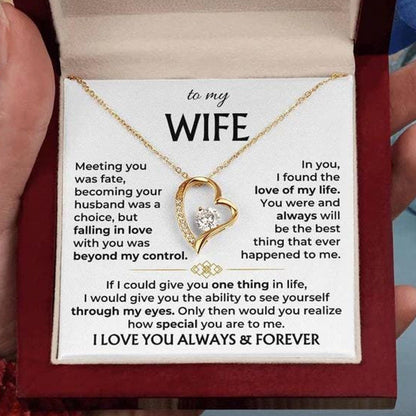 To My Wife Heart Necklace, Romantic Love Jewelry Gift with Message Card