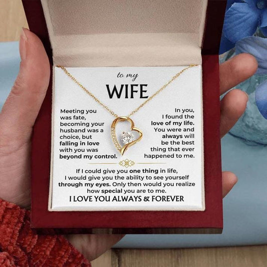 To My Wife Gift, Heart Necklace With Message Card