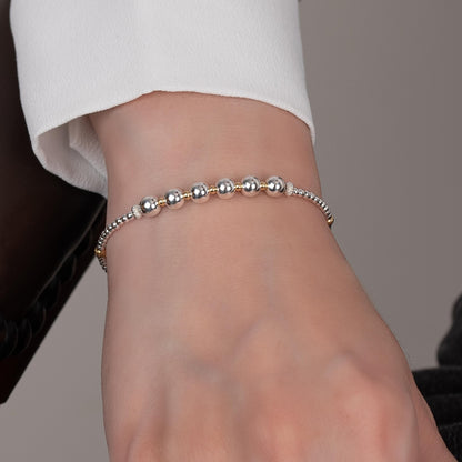 60th Birthday Sterling Silver Bead Bracelet, Milestone Jewelry Gift for Mom