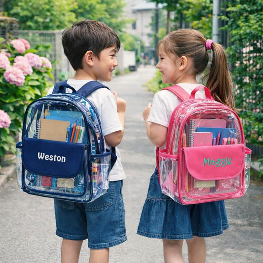 Personalized Clear Backpack, Back to School Gift for Kids, Custom PVC School Bag with Name