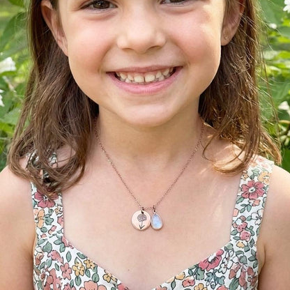 Personalized Birthstone Birthflower Necklace for Girls, Daughter & Granddaughter Gift