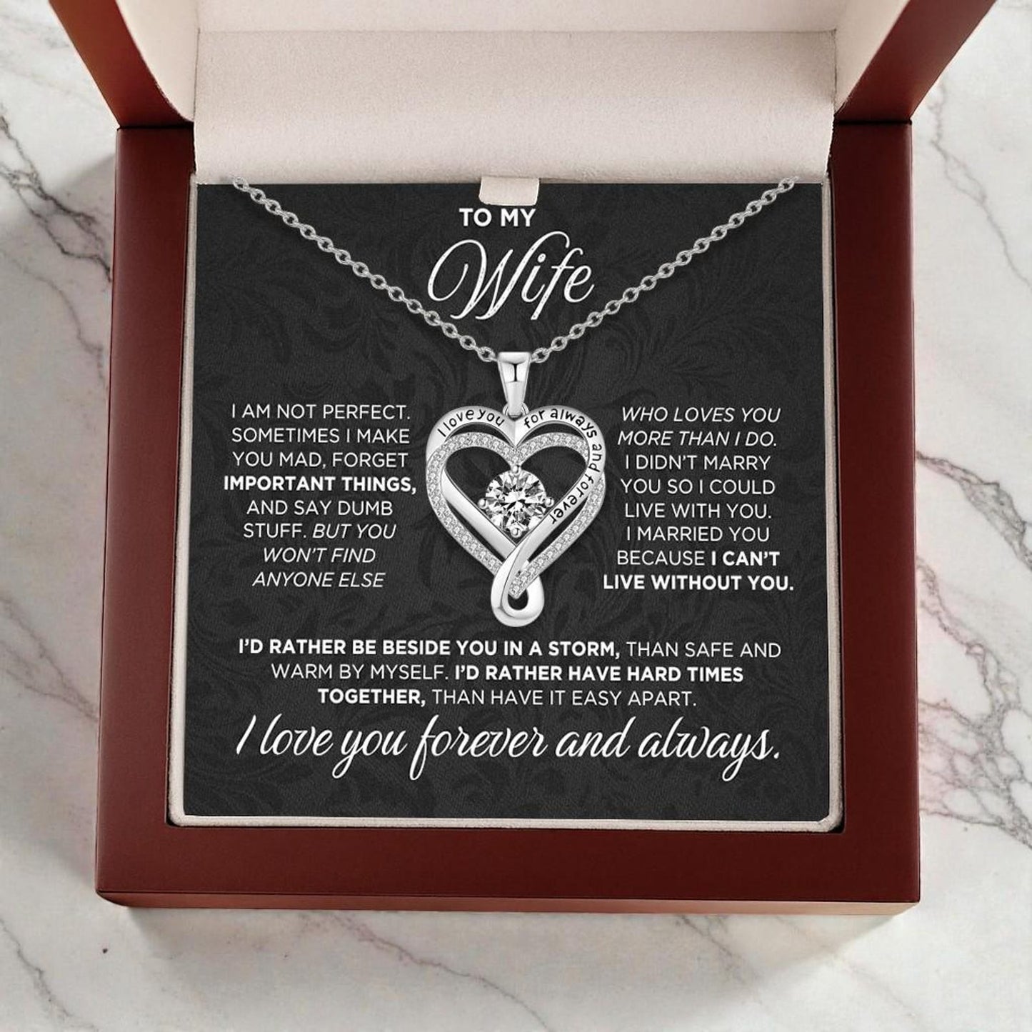 To My Wife, Heart Necklace - Forever Love Jewelry Gift