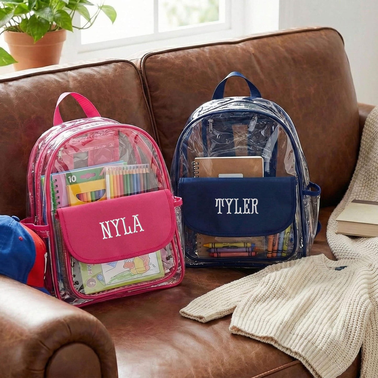 Personalized Clear Backpack, Back to School Gift for Kids, Custom PVC School Bag with Name
