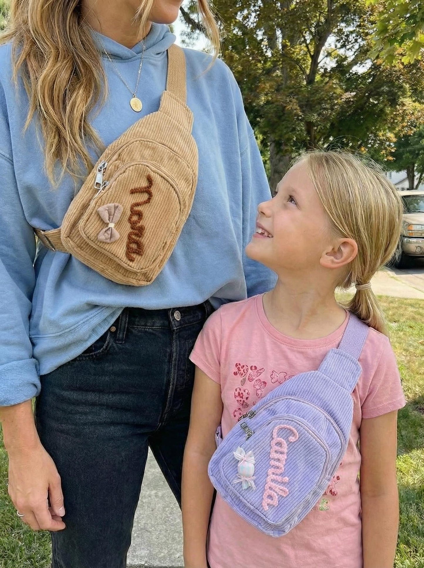 Personalized Kids Crossbody Bag, Custom Corduroy Sling Bag, Birthday Gift or Back to School for Toddlers and Children