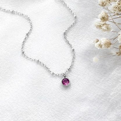 Personalized Toddler Birthstone Necklace, Dainty Gold Jewelry Gift for Little Girls