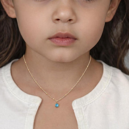 Personalized Toddler Birthstone Necklace, Dainty Gold Jewelry Gift for Little Girls