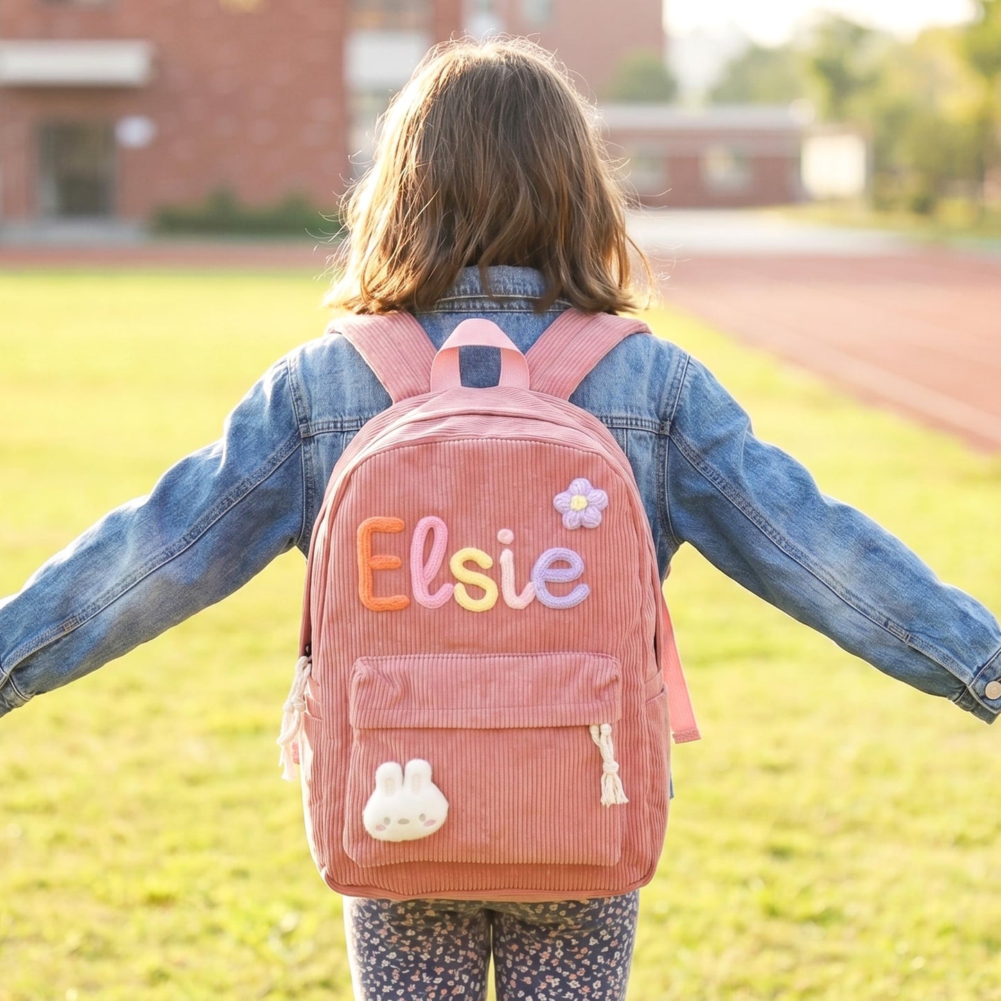Personalized Corduroy Backpack, Back to School Gift, Custom Name School Bag for Kids and Students