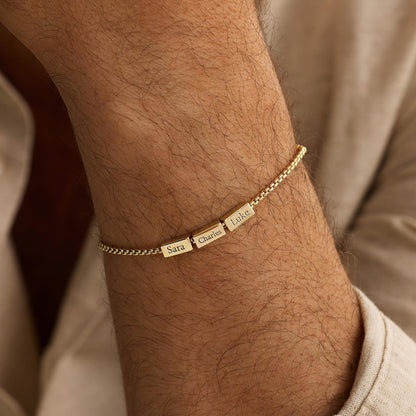 Personalized Dad Bracelet with Kids Names, Custom Family Name Bracelet
