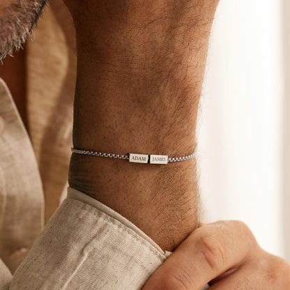 Personalized Dad Bracelet with Kids Names, Custom Family Name Bracelet
