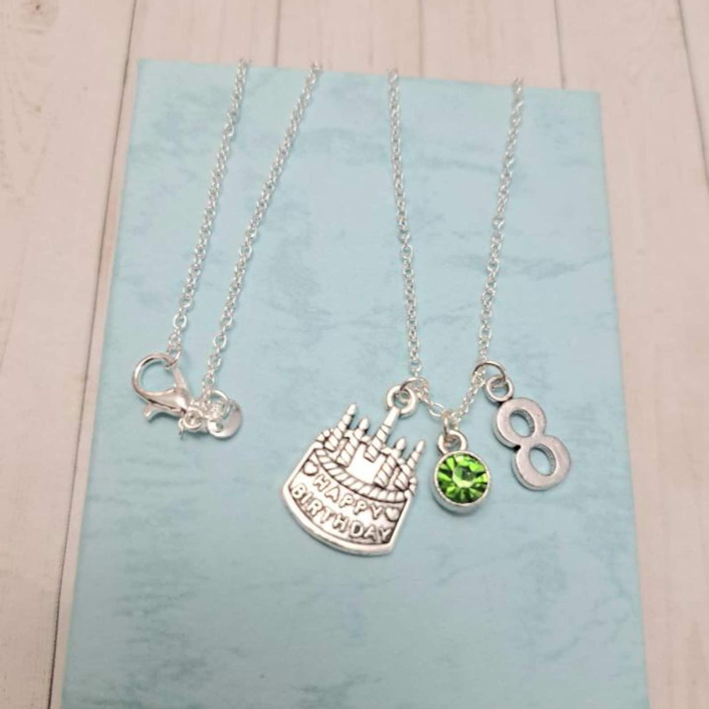 Birthday Gift for Girls, Personalized Birthstone Charm Necklace, Silver Jewelry Gift for Daughter, Granddaughter or Niece