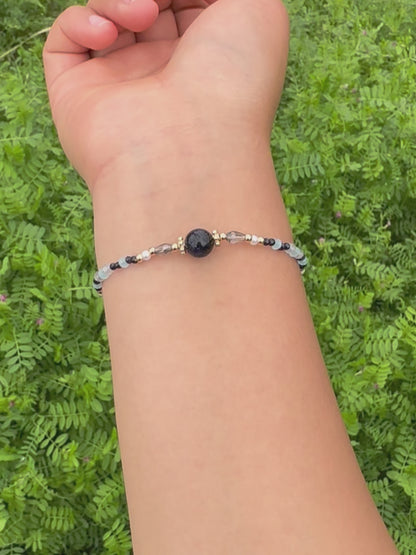 Blue Goldstone & Grey Moonstone Bracelet