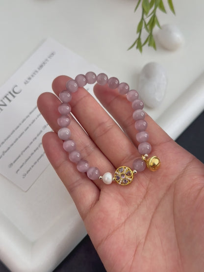 Cat Eye Pearl Bell Bracelet