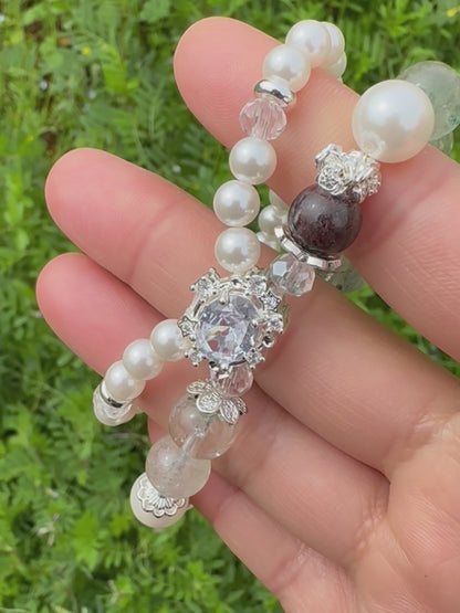 Pearl & Green Phantom Quartz Bracelet