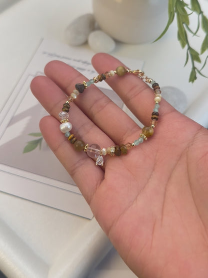 Contrast Tiger Eye Pearl Bracelet