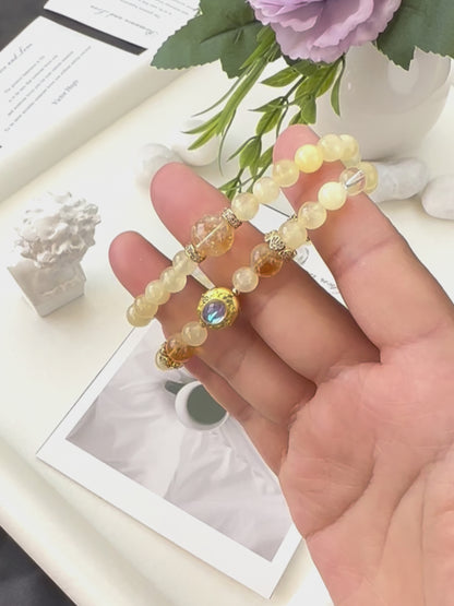 Golden Jade & Citrine Double Layer Bracelet