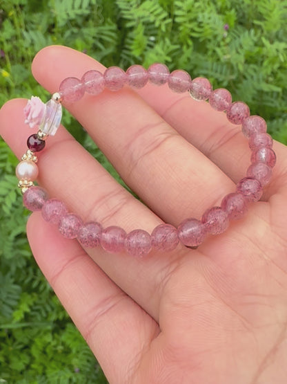 Rose Strawberry Quartz Bracelet
