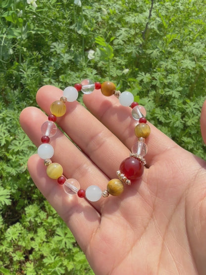 Golden Tiger Eye & Blue Jade Contrast Bracelet