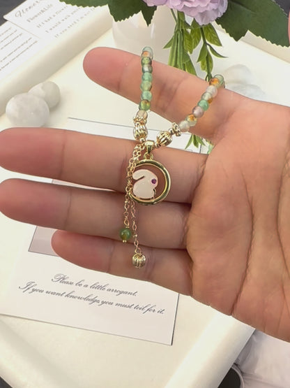 Agate Moon Rabbit Double Layer Bracelet