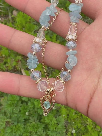 Lolita Style Aquamarine Crystal Necklace