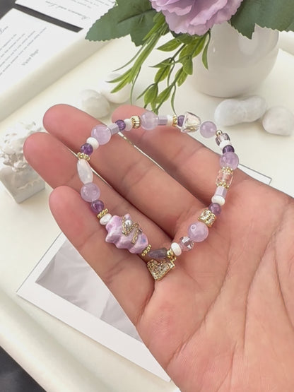 Purple Ceramic Christmas Tree Lavender Bracelet