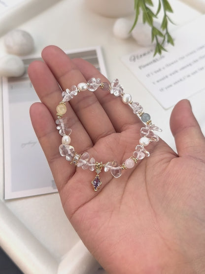 Pearl & White Crystal Candy Bracelet