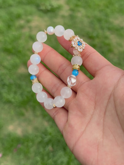 Delicate Natural Pearl & White Moonstone Bracelet